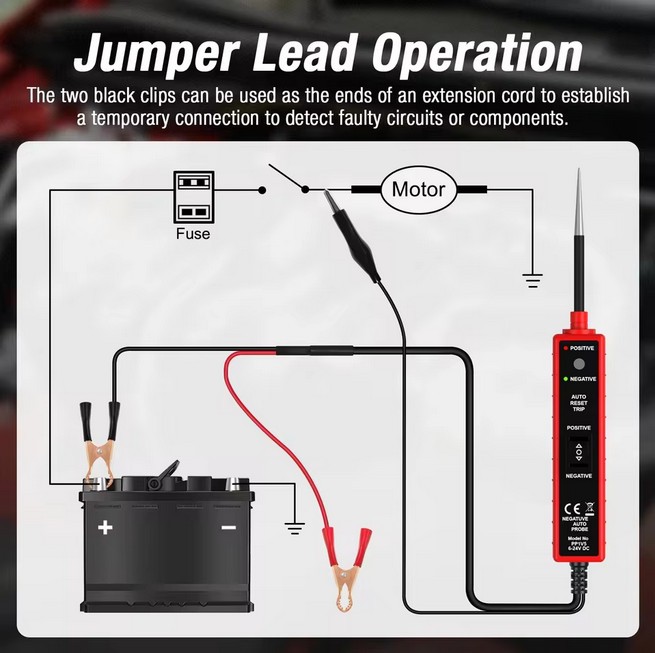 6-24V DC Car Circuit Tester, Multi-Function Diagnostic Tool with 4m Test Lead
