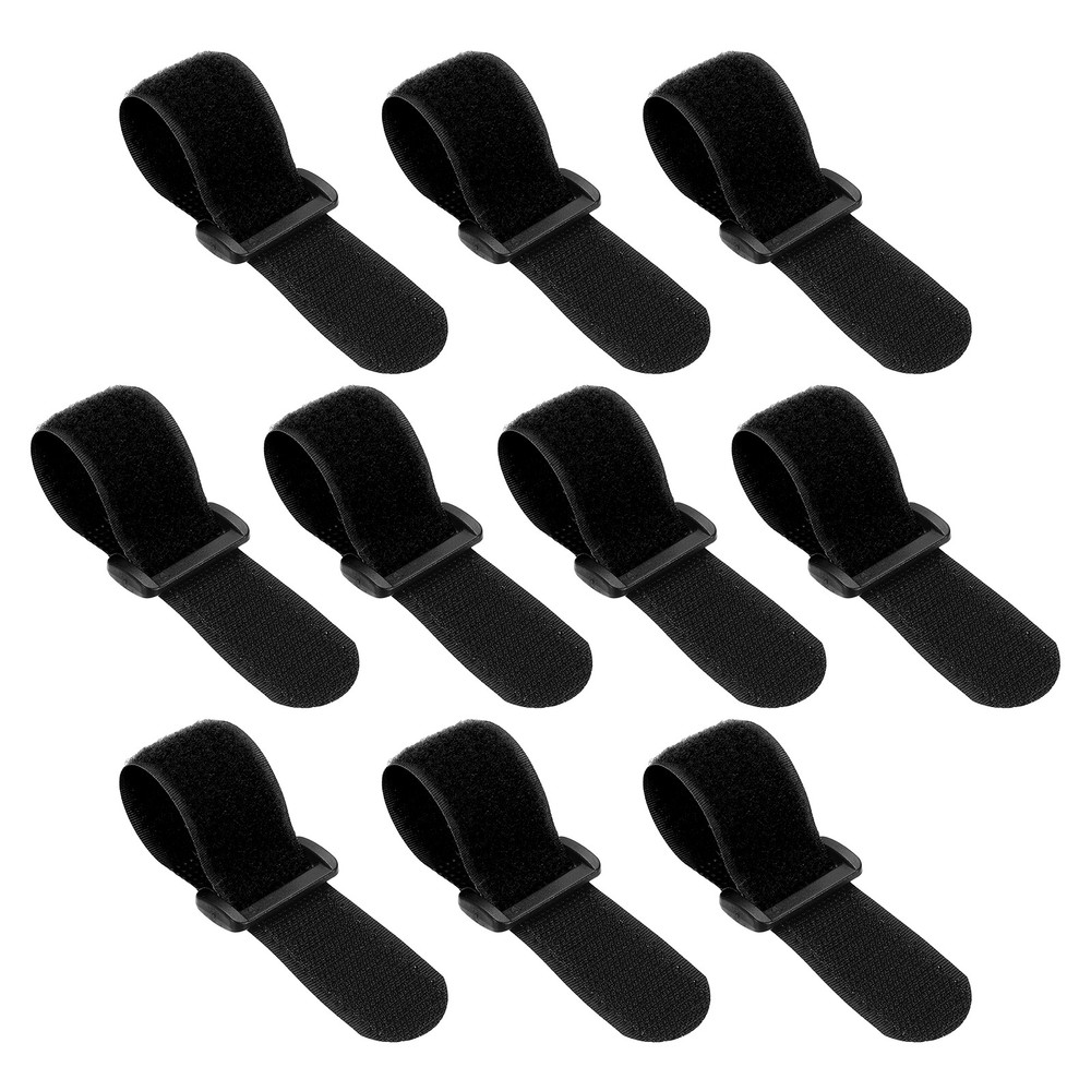 10pcs Reusable Cinch Straps 1"x6" Hook and Loop Cable Securing Straps, Black