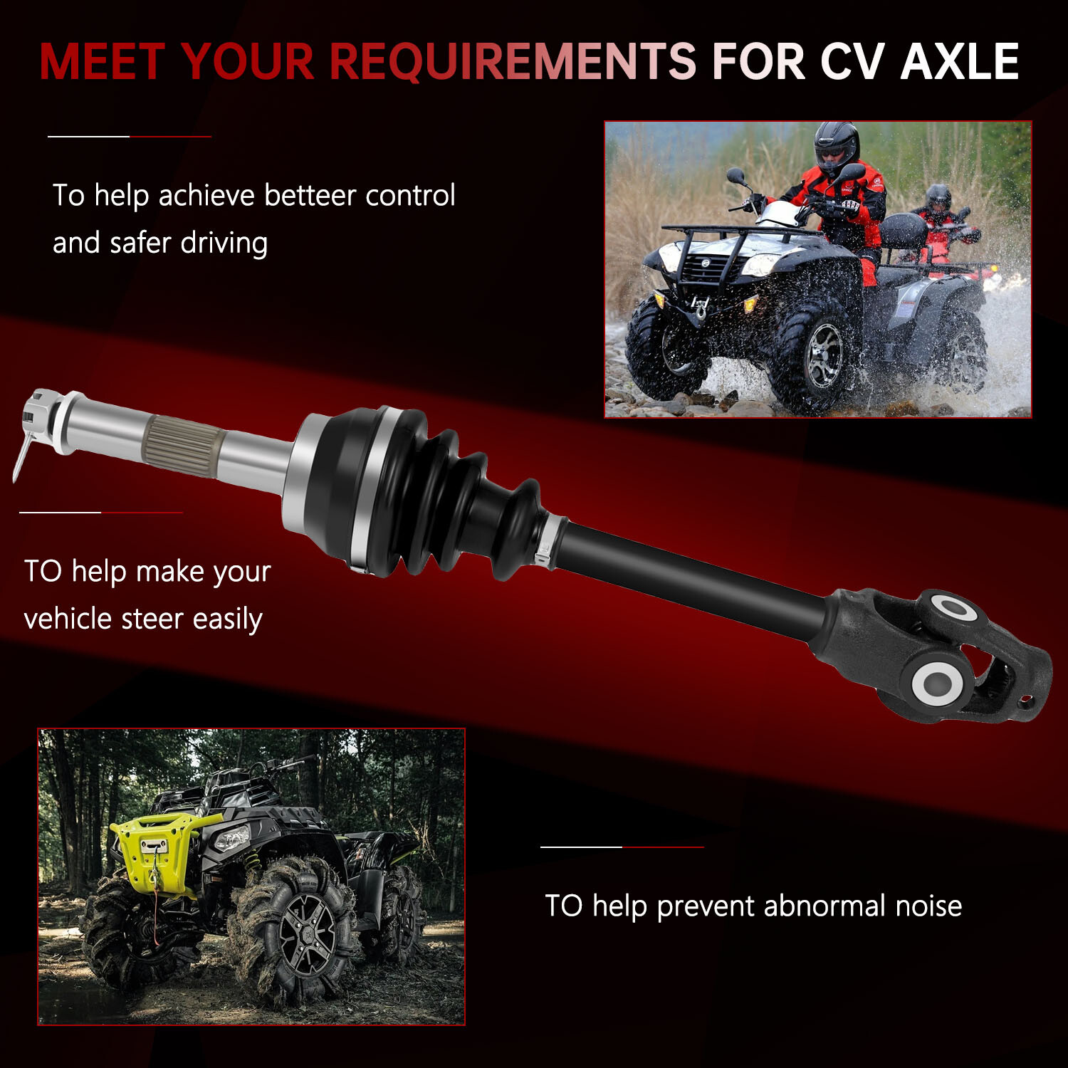 Front Left Right CV Axle Shaft for Polaris Sportsman 400 500 1996 - 2003 Pair