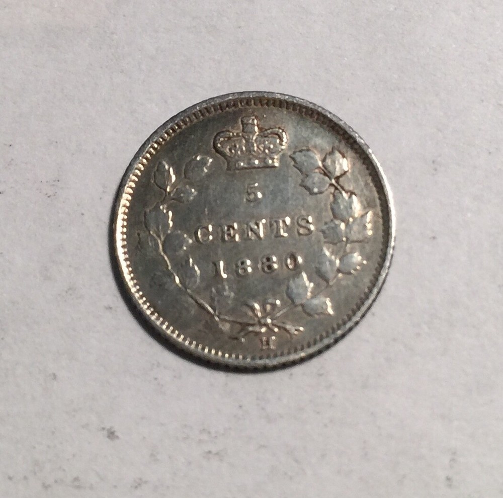 Canada 5C 1880H VF cleaned (#1674)