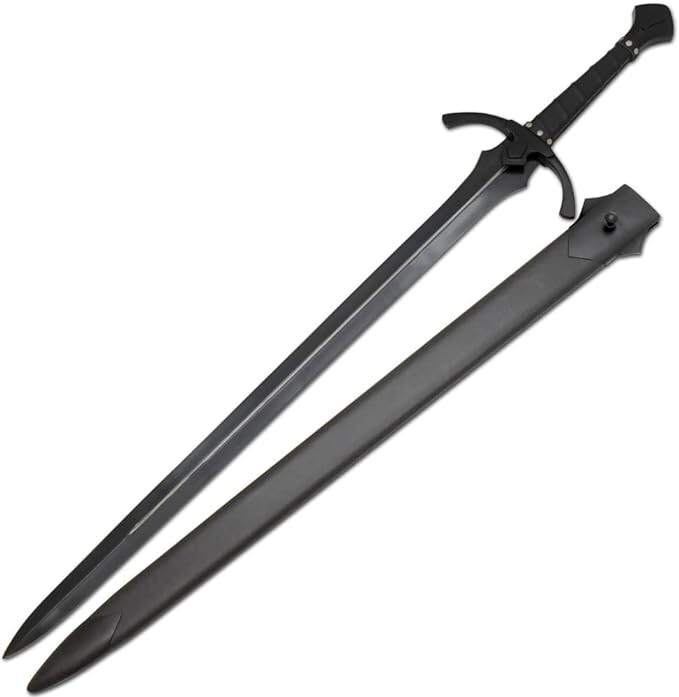 Medieval Warrior 42" Black Claymore Sword 1065 Carbon Steel Full Tang Blade