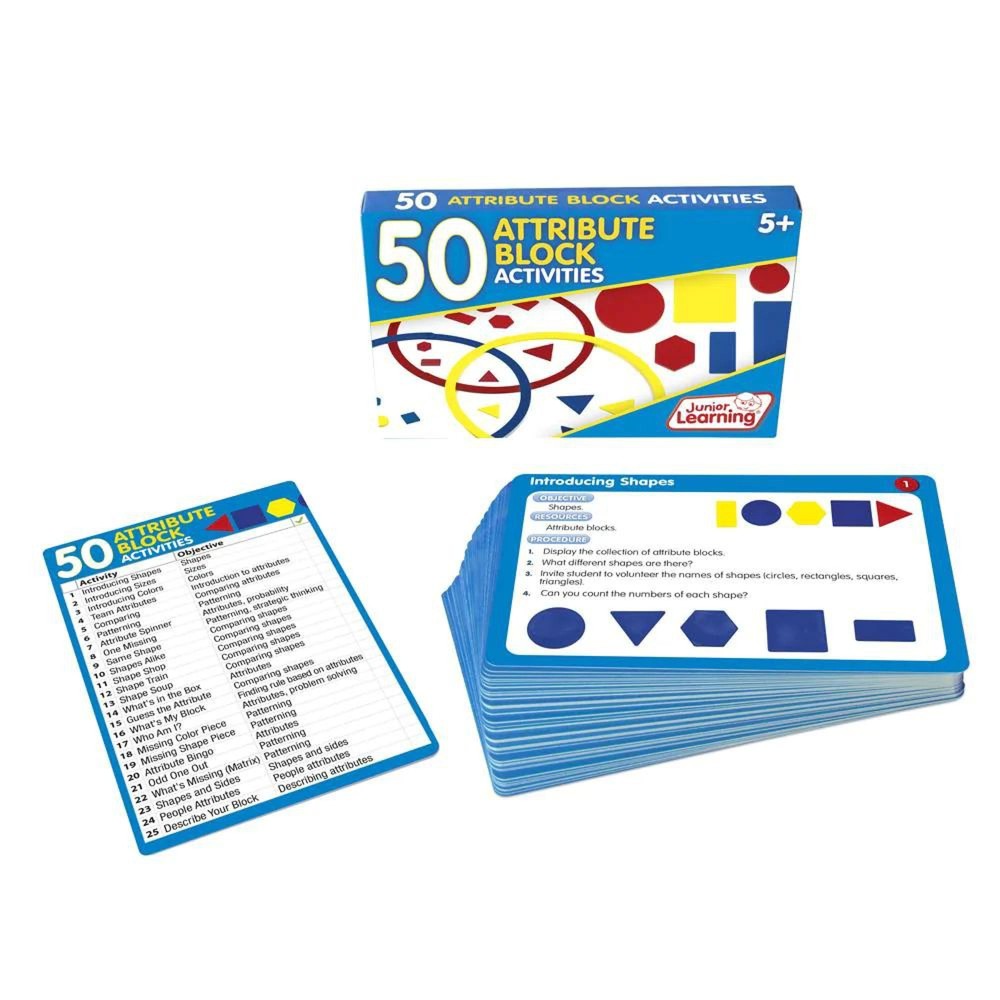 NWT Junior Learning 50 Attribute Block Activity Card Set. JL323