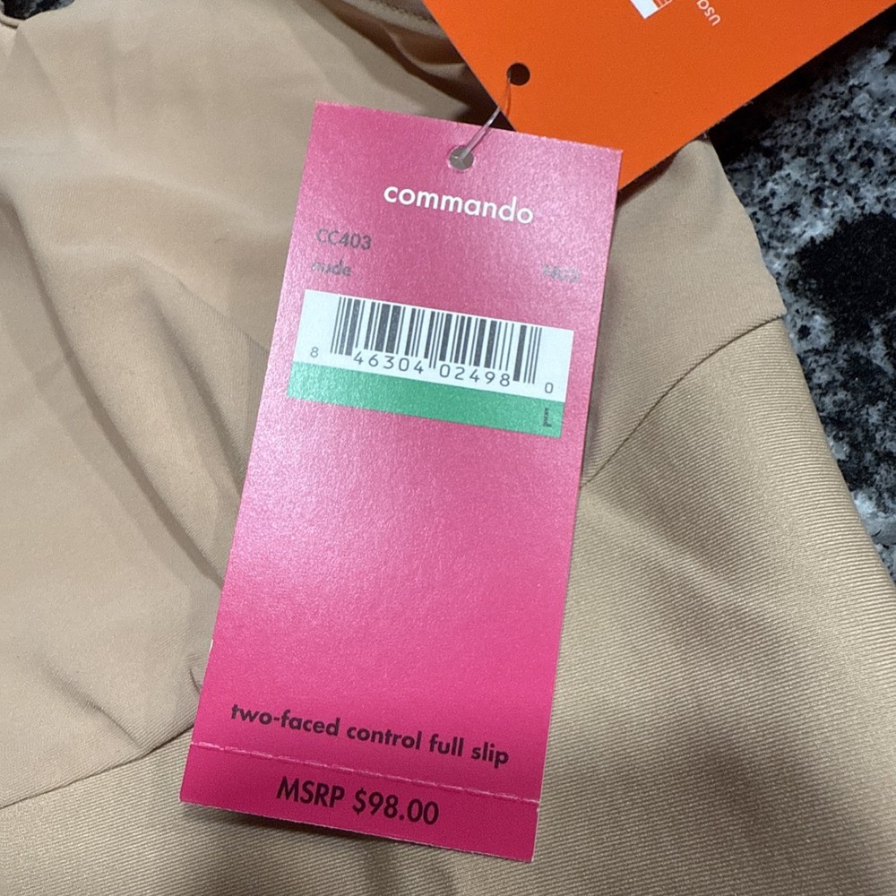 Commando Two-Faced Control Full Slip CC403 Beige Size Large NWT