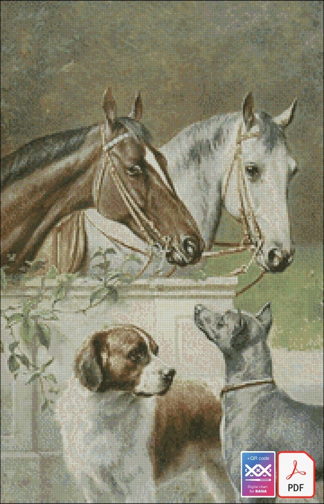 Horses & Dogs - Chart Counted Cross Stitch Pattern Chart DMC 1448