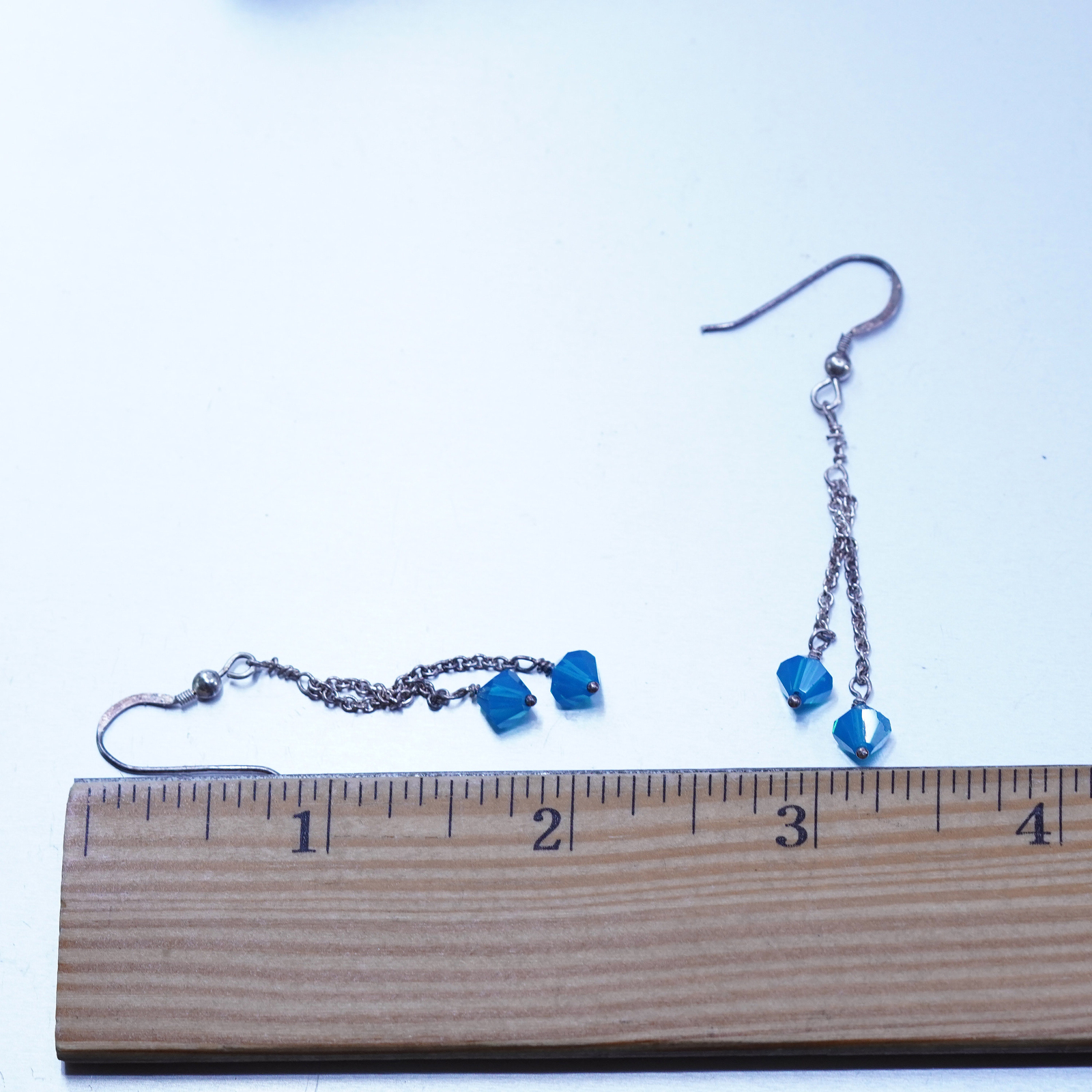Vintage sterling silver 925 earrings with blue crystal