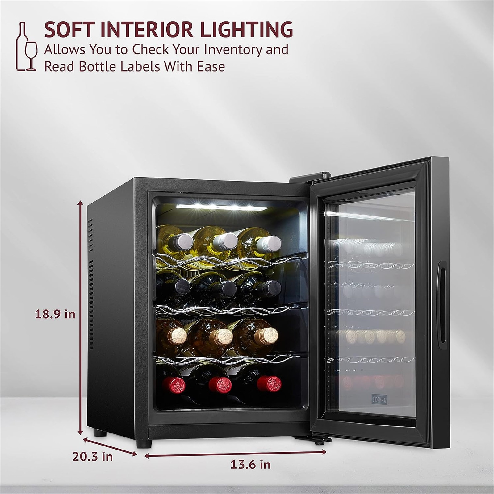 Schmécké 12-Bottle Thermoelectric Wine Cooler, Small Countertop Wine Fridge