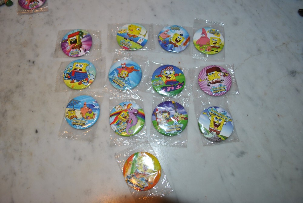 13 different SpongeBob SquarePants Button Pins Nickelodeon Patrick Gary 1 3/4"
