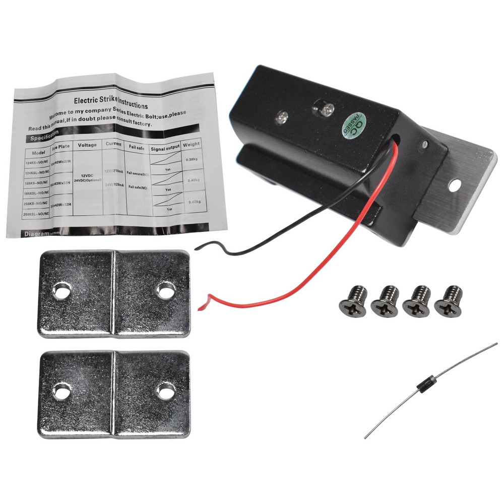 For 12VDC Fail-Secure/Fail-Safe Adjustable Electric Door Strike Lock - Black