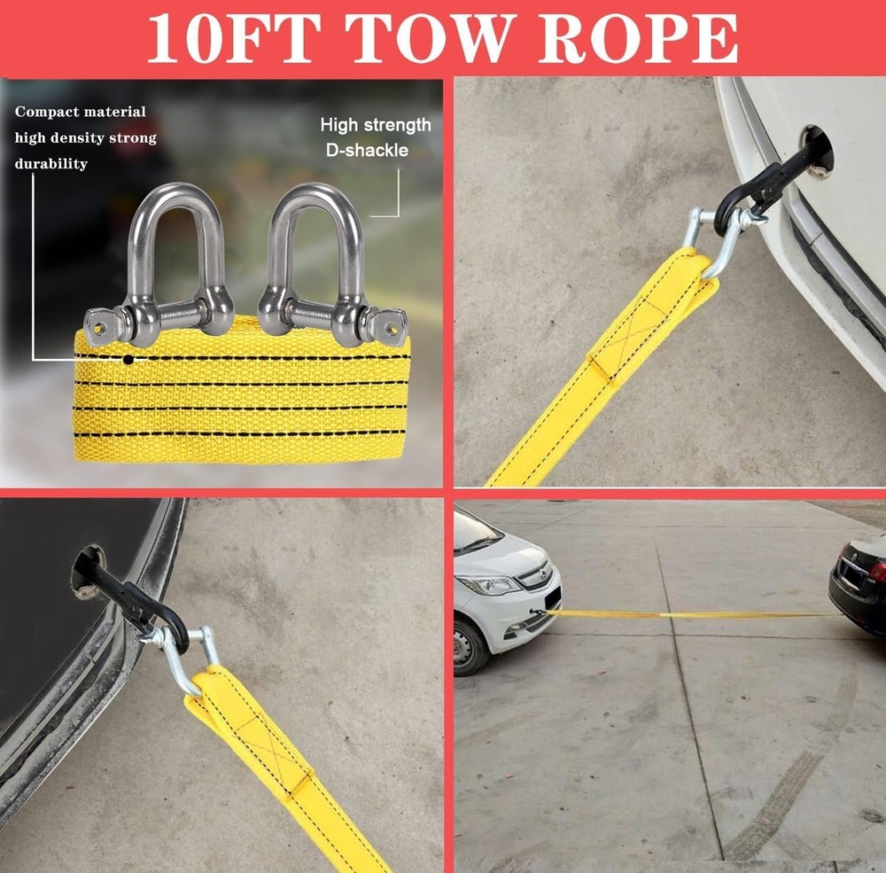 Compact Red Roadside Emergency Kit with Jumper Cables & Adjustable Headlamp