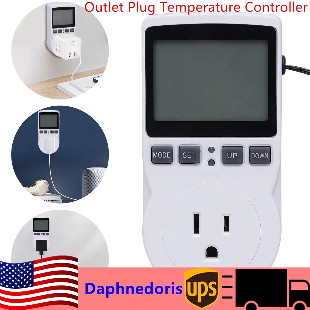Digital Thermostat Outlet Plug Temperature Controller Outlet Socket 15A 1800W