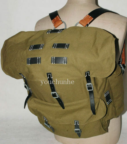 WWII GERMAN HEER MOUNTAIN TROOPER TROOPS CANVAS RUCKSACK BACKPACK &leather strap