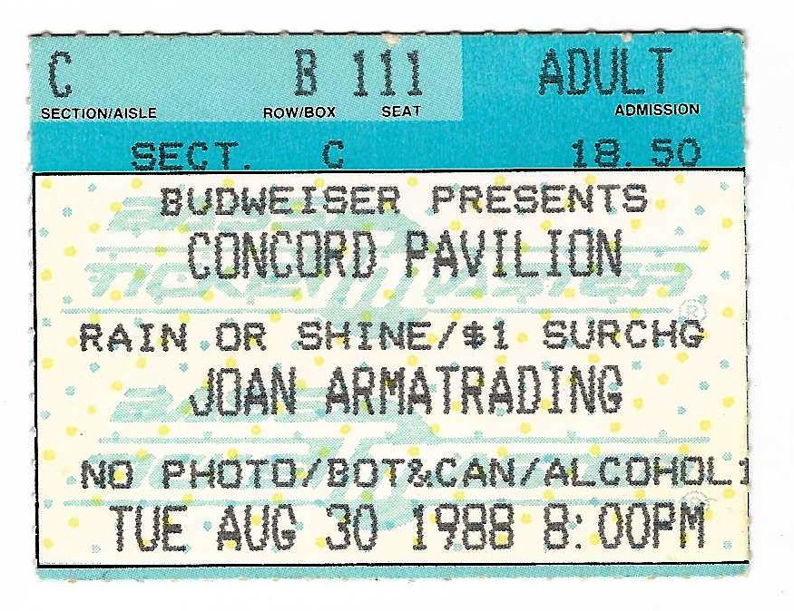 Joan Armatrading 8/30/88 Concord CA Pavilion Rare Ticket Stub