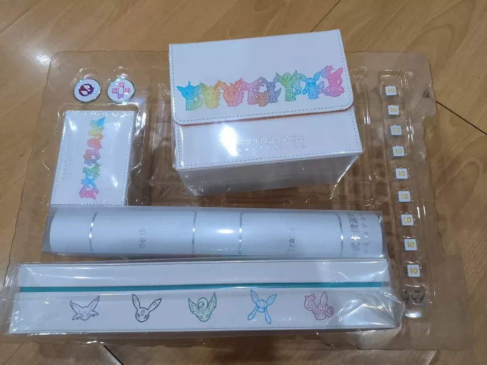 US Stock Pokemon CHN EEVEE Playmat+Card deckBox+Storage box+DIce+Damage Counters