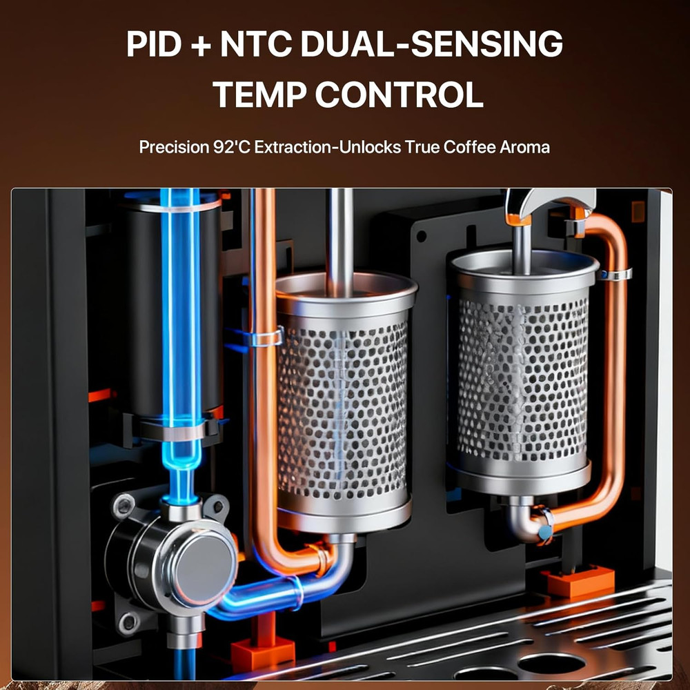 20 Bar Espresso Machine & Grinder - Black Coffee Maker