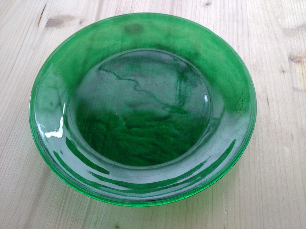 Green Textured Glass Plate