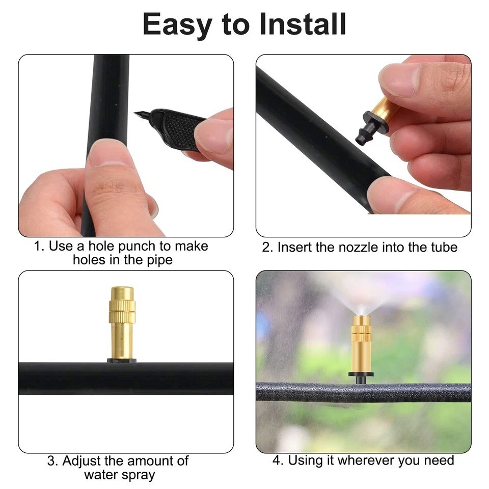 30PCS Adjustable Brass Atomizing Mist Nozzle Drip Irrigation Sprayer Garden Lawn