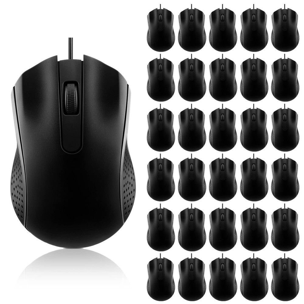 Bonuci 30 Pack USB Wired Mouse 3 Button Corded Computer Mice Bulk USB Mouse f...