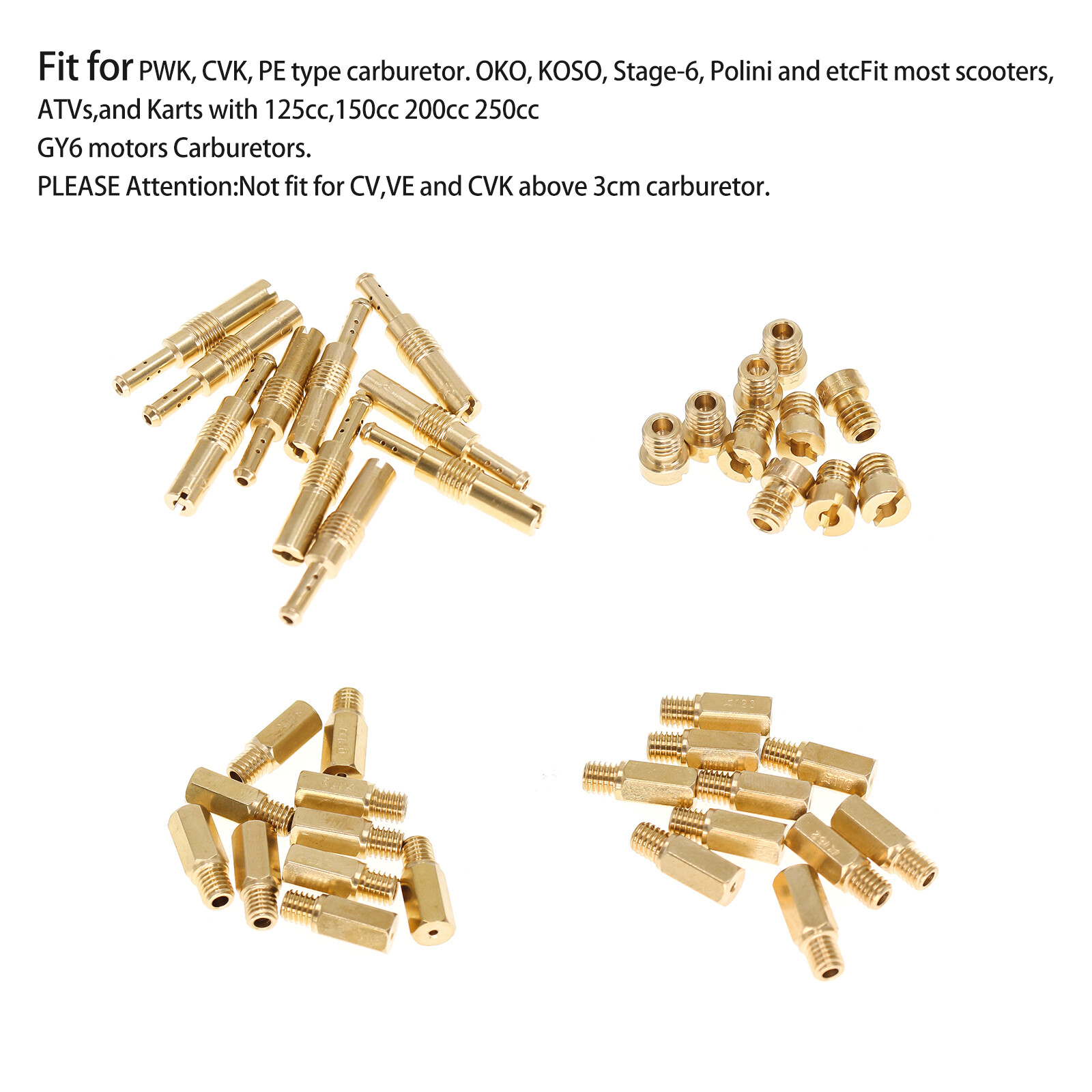 40Pcs Carburetor Jet Kit for PWK Keihin OKO CVK KOSO Crab,Pilot and Main Jets