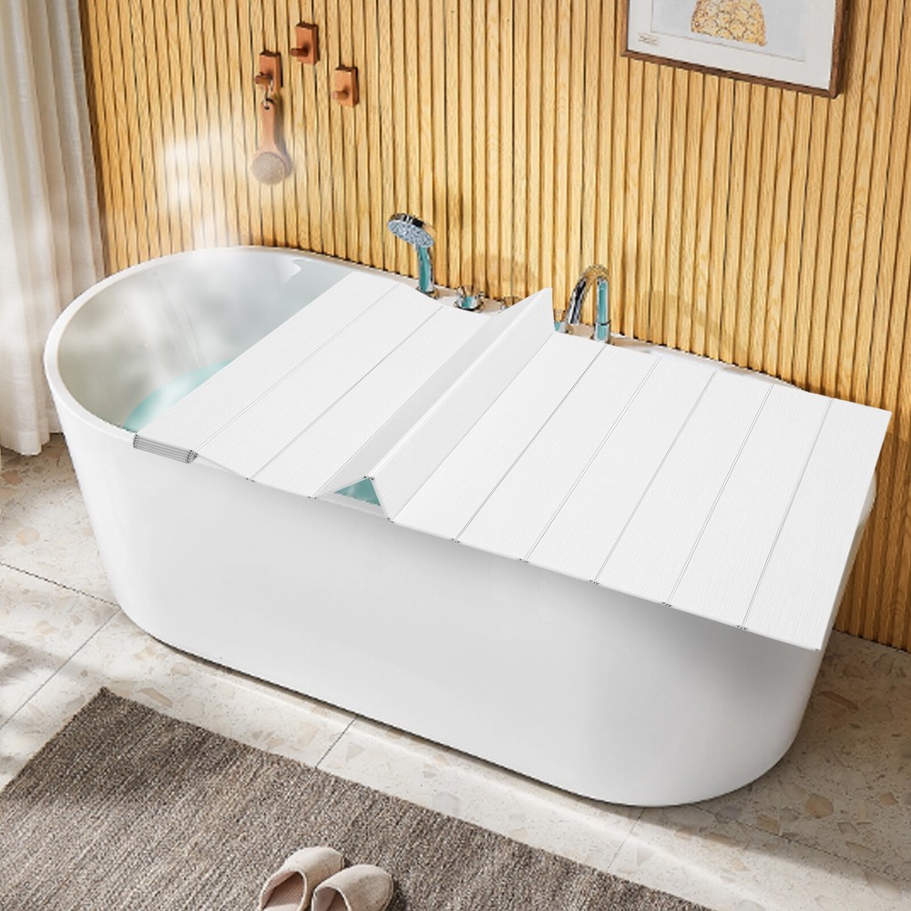 Modern Folding Bathtub Cover Rectangular Insulation Dust Cover White Bath Lid