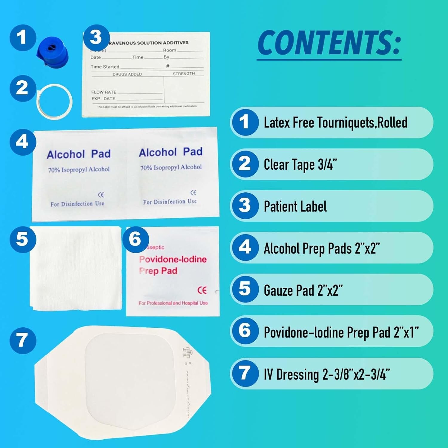 IV Starter Kit with Gauze/Chlorascrub Swab LF Posi-Guard Latex-Free Tourniquets