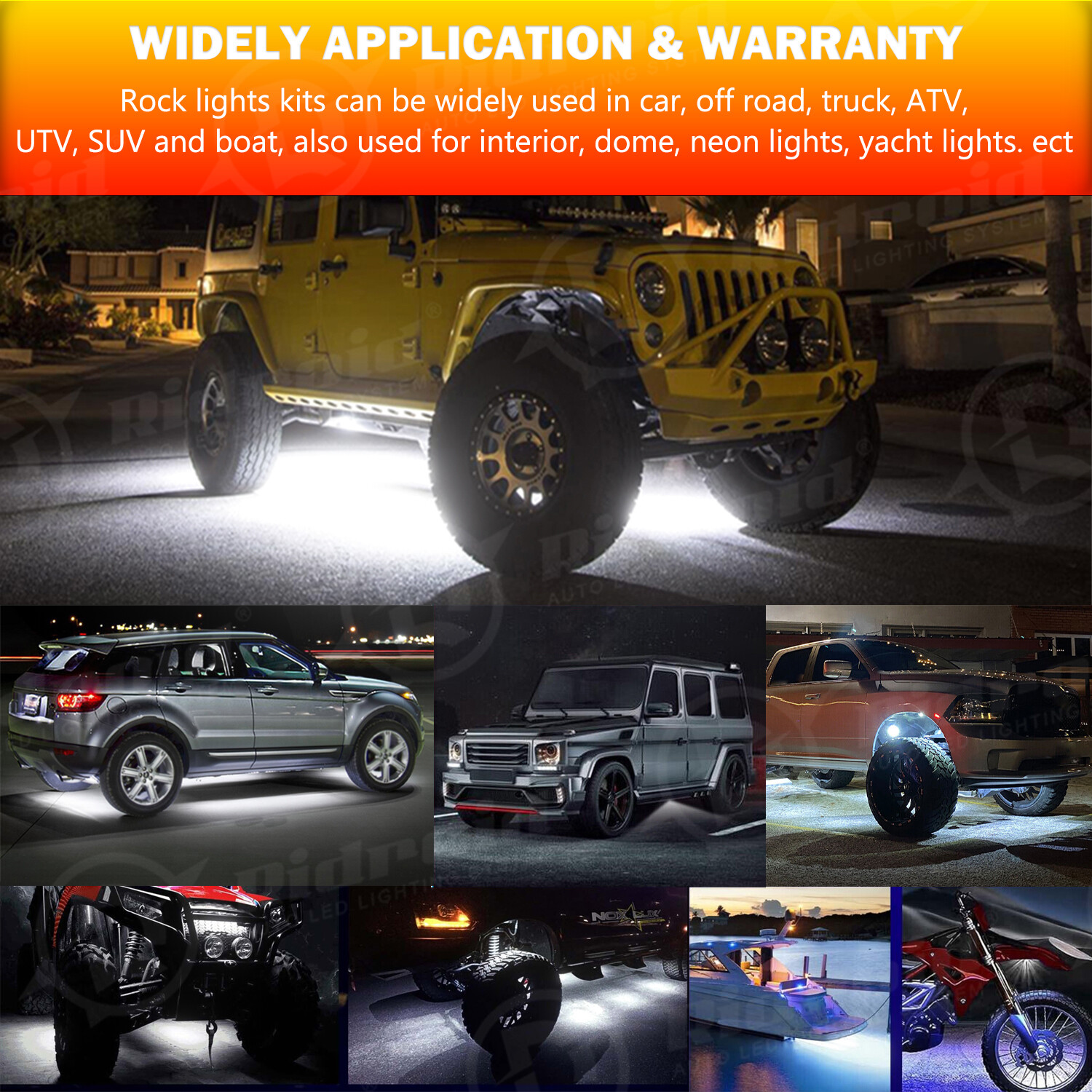 24X White LED Rock Lights Underbody Trail Rig Glow Lamp Offroad SUV Pickup Truck