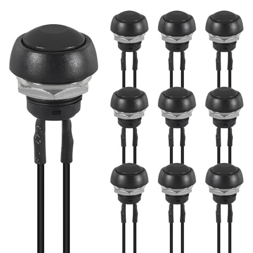 10PCS 12mm Momentary Push Button Switch Mini Round Switch Waterproof 1A Black