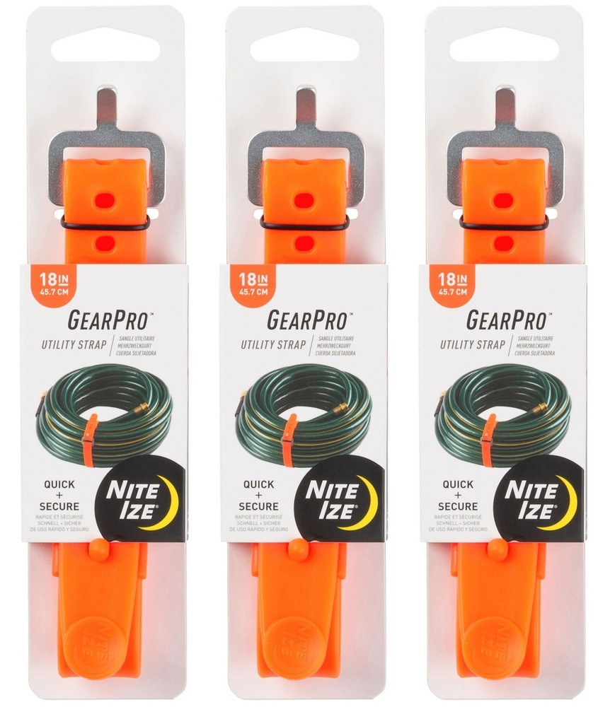 Nite Ize GearPro Utility Strap, 18" - Bright Orange (3-Pack)