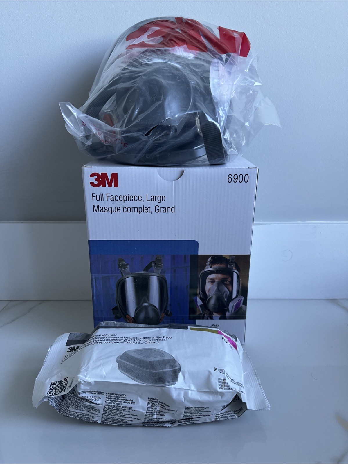 Bundle 3M 6900 LARGE FULL FACE RESPIRATOR MASK & 2 60926 MULTI GAS CARTRIDGE