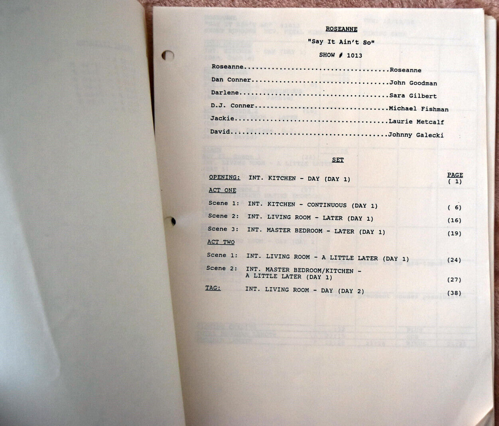 1996 Original Roseanne (Say it Ain't So) Revised Final Mimeo Draft Script
