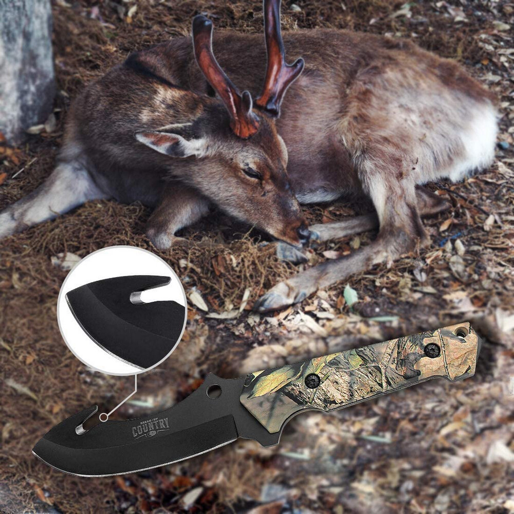 MOSSY OAK 2 Piece Fixed Blade Hunting Knife Set Full Tang Handle Sheath Included