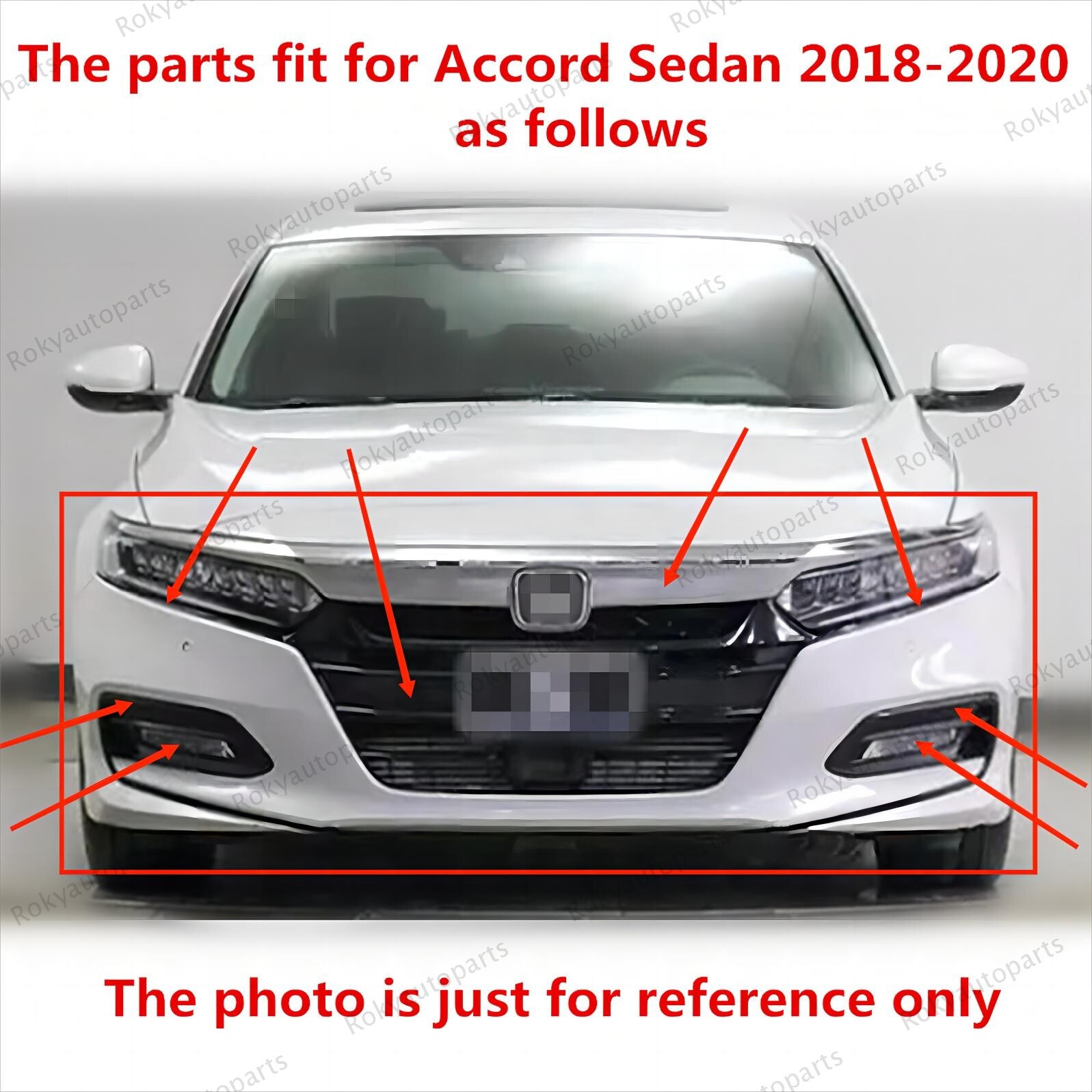 16PC For Accord 2018-2020 Chrome Grille Molding Fog light Bezel Headlamp Bracket