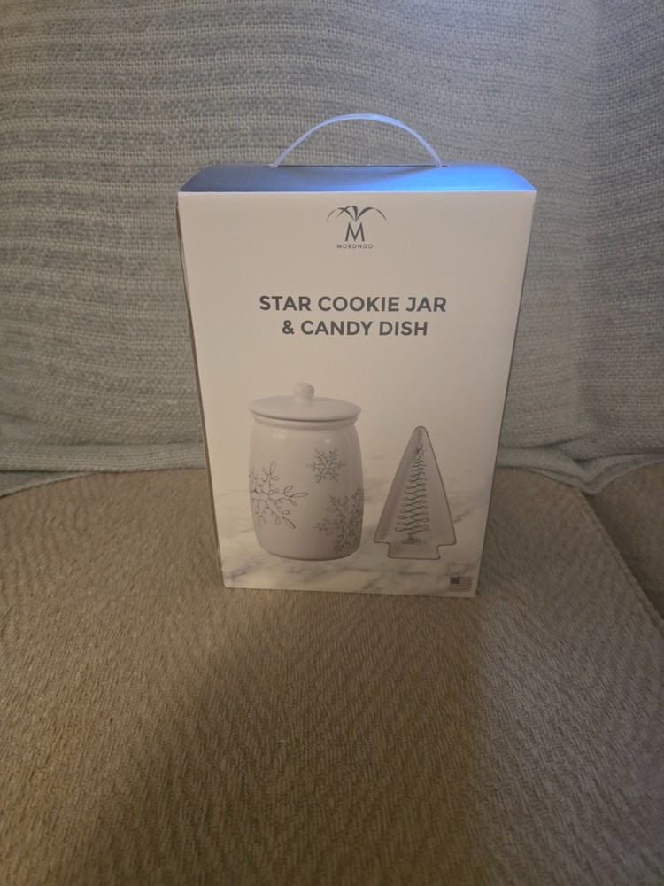 Star Cookie Jar & Candy Dish by Morongo, washable,  white