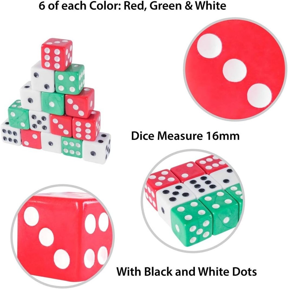 Standard 16mm Dice Multicolor 18pc