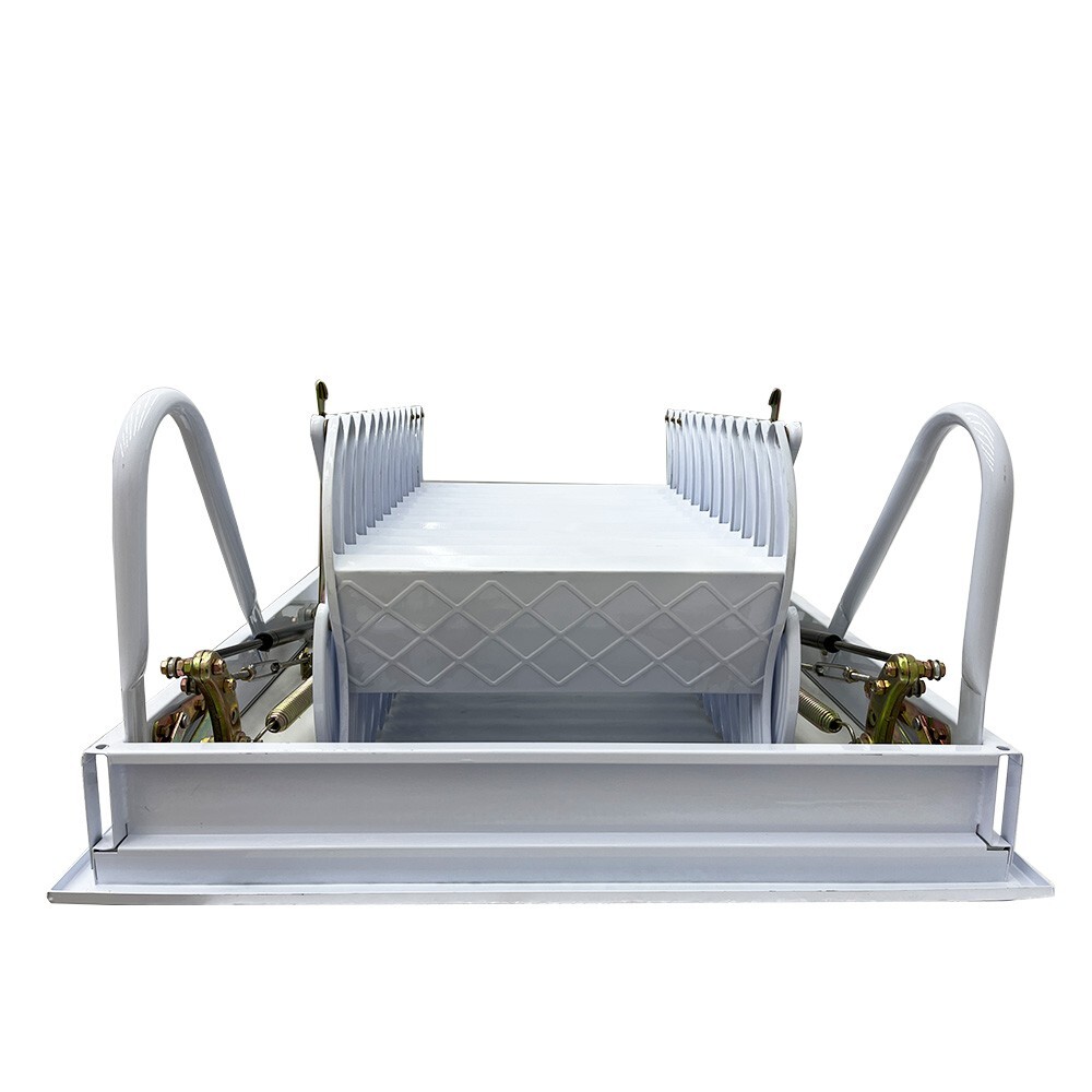White Attic Pull Down Ceiling Ladder Stairs Folding Telescoping 600lbs 12 Steps
