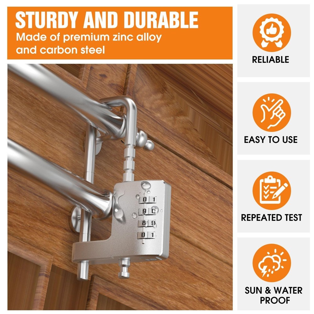 Cabinet Lock with Combination, Adjustable U-Shaped Combination Cabinet Lock L...