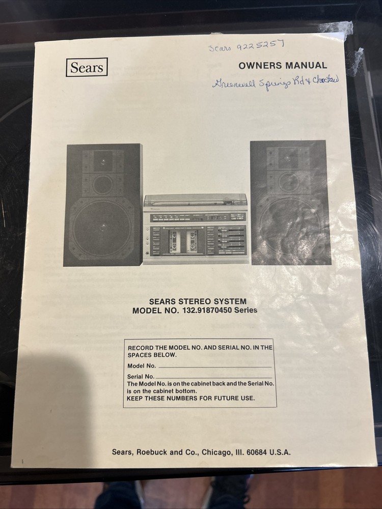 manual vintage Sears Stereo System