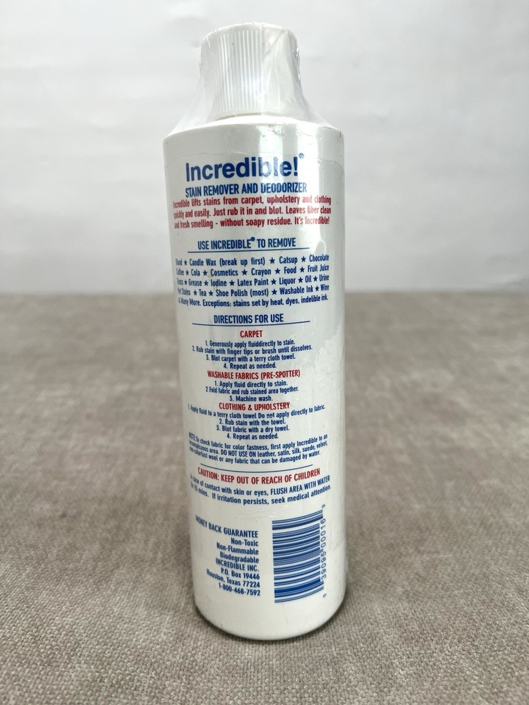 INCREDIBLE! Cleaner Stain Remover Carpet Upholstery Deoderizer 16oz Sealed