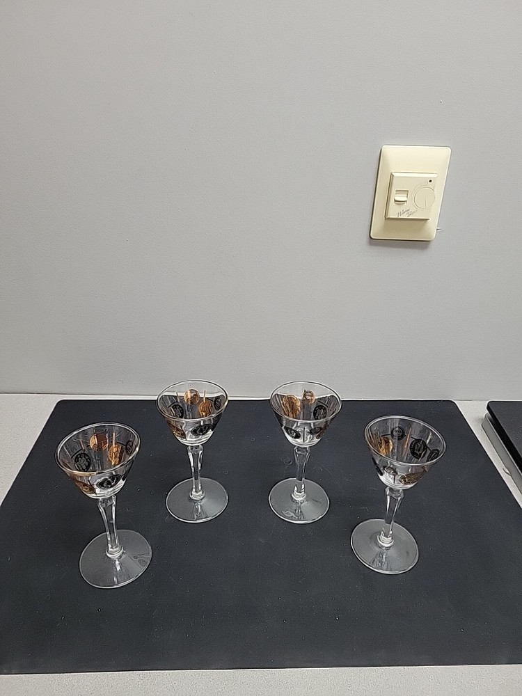 4 Libbey  Old Coin Pattern Liquor Cordial Glasses