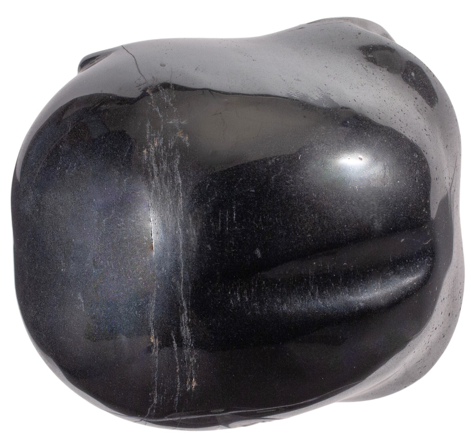 4" HEMATITE Star Being Female Alien Head Crystal Skull Labradorite Eyes Large