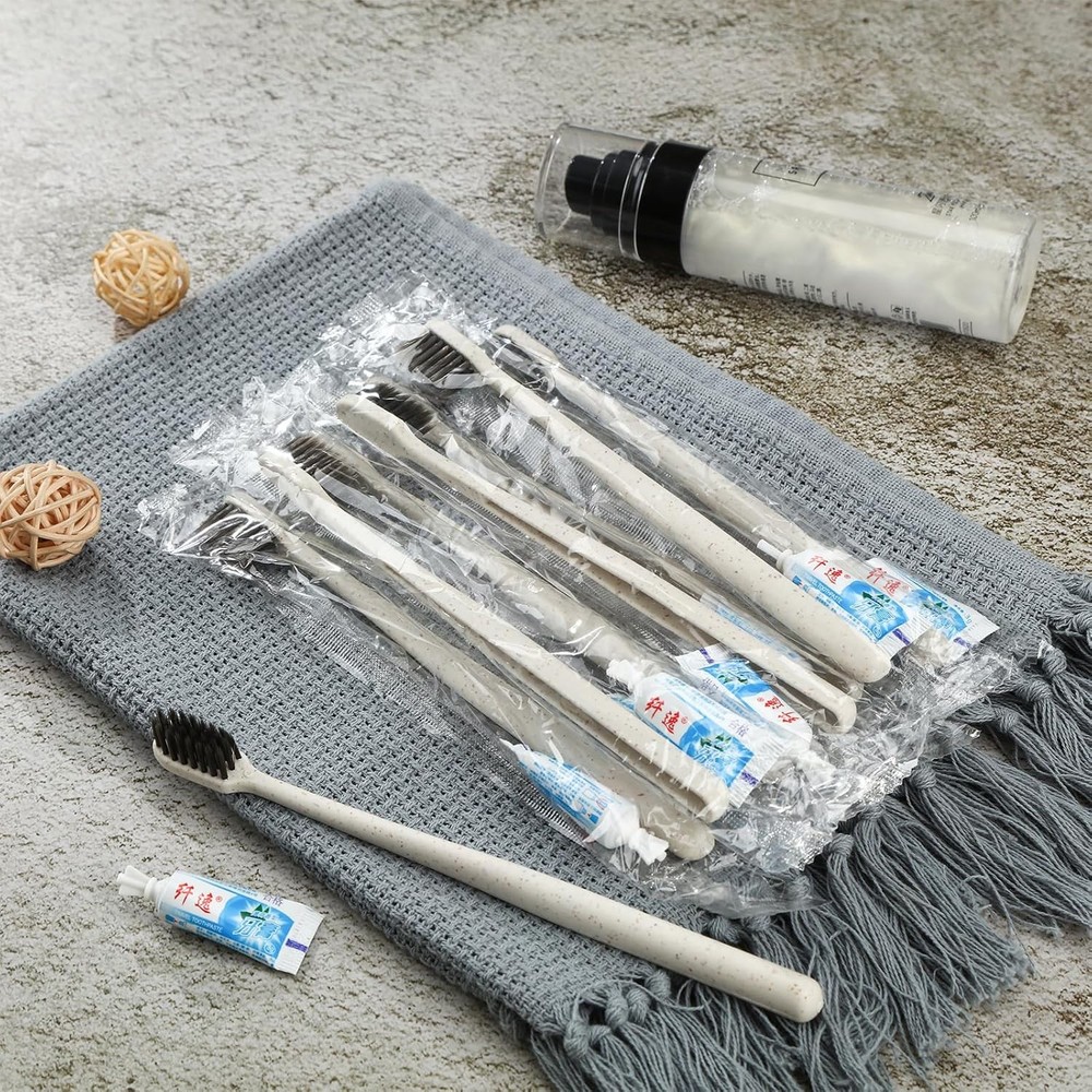 Uiifan 100 Sets Disposable Toothbrushes with Toothpaste Bulk Individually...
