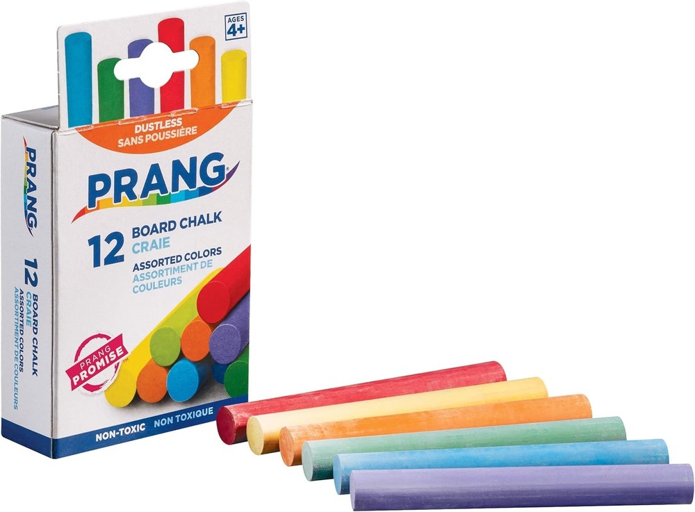 Prang Board Chalk, Assorted Colors, 12 Count