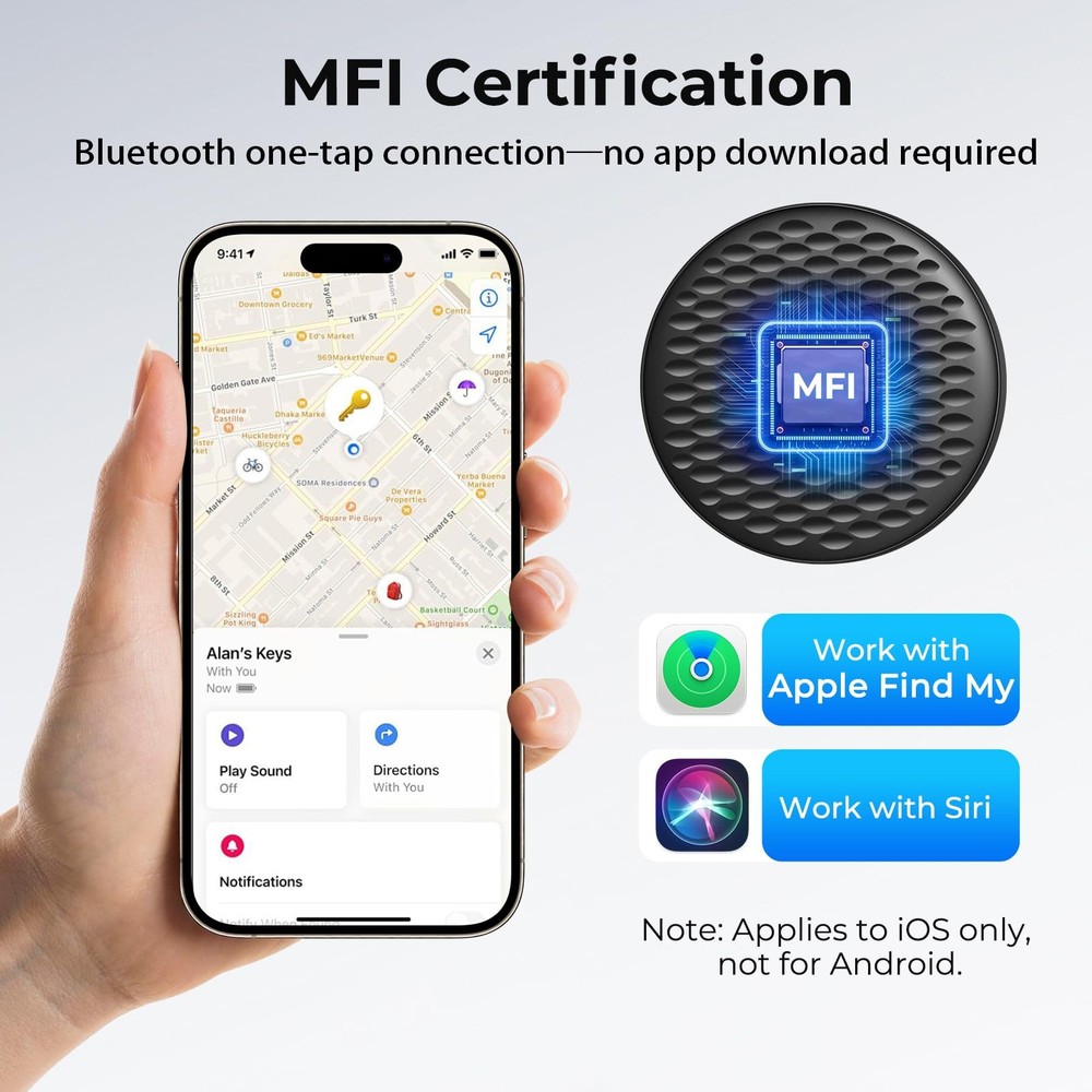 Air Tracker Tags-4 Pack for Apple Find My (iOS Only), Bluetooth Tracker Smart...