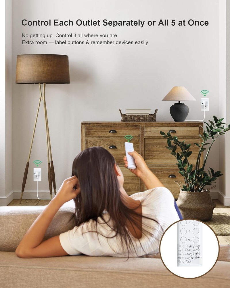 Wireless Remote Control Outlet, 200FT Long Range Remote Light Switch, Mini Re...