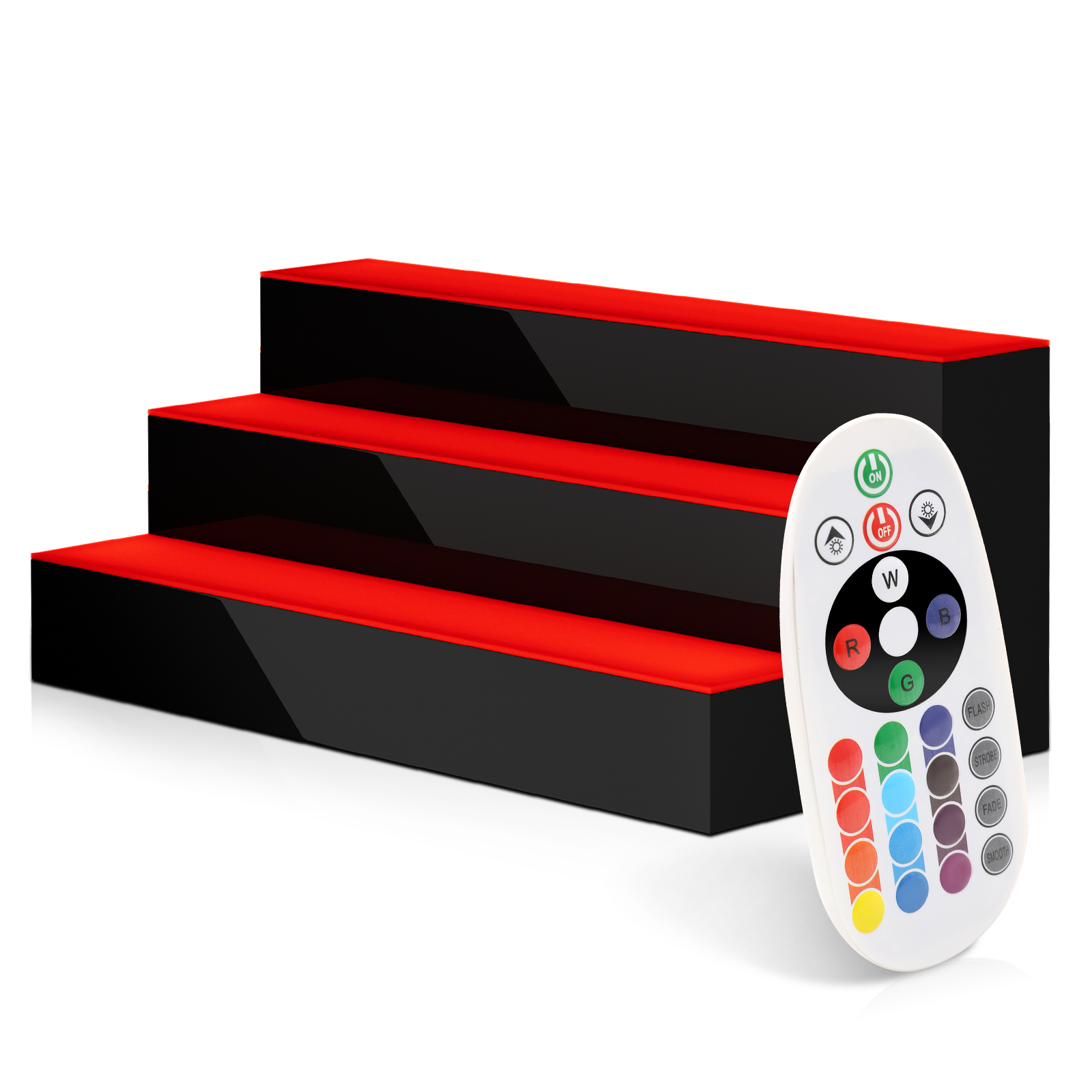 3 Step[REMOTE CONTROL+20 COLORS]LED Lighted 24" Bar Liquor Bottle Display Shelf