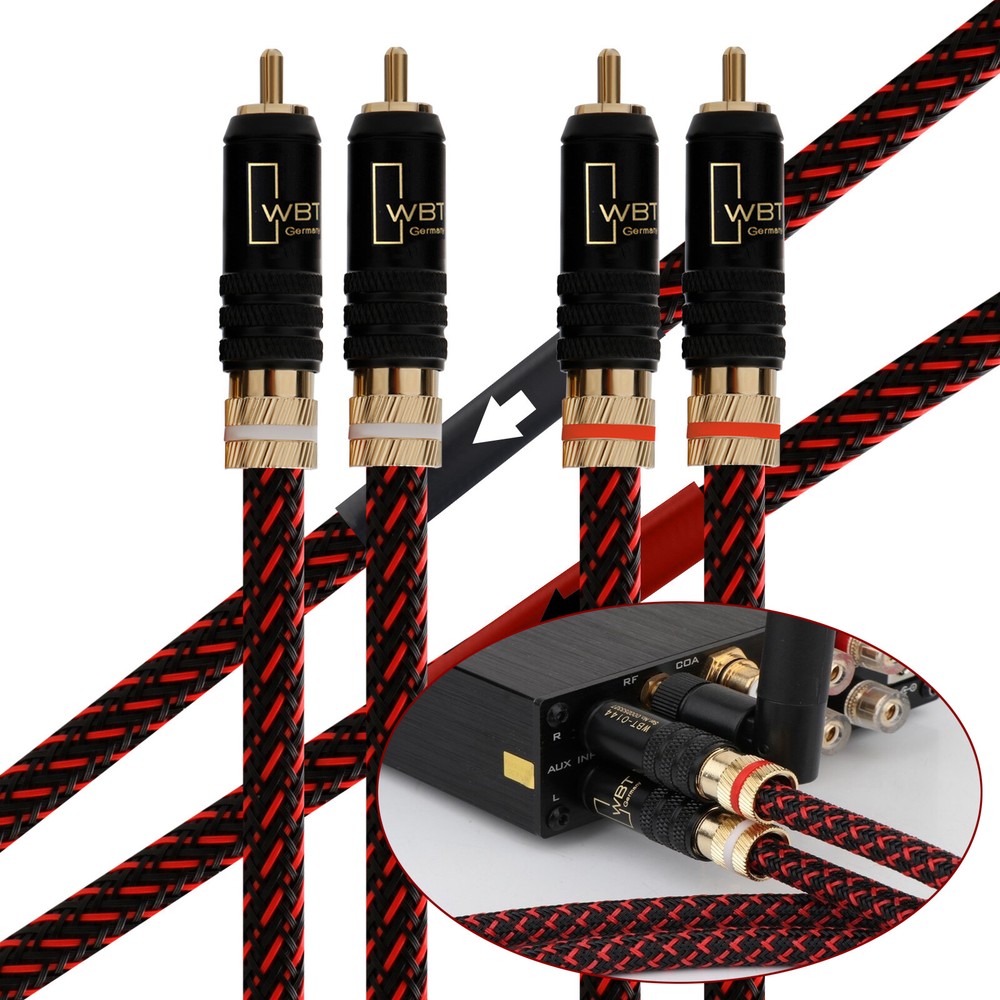 Pair RCA Cable Oxygen-Free-Copper Cord Shielded HiFi Audio Interconnect Cable