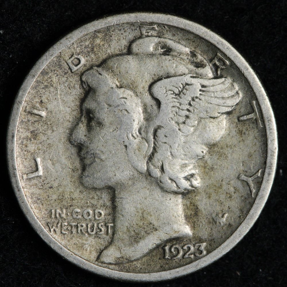 1923-S Mercury Silver Dime XF E254 GACM
