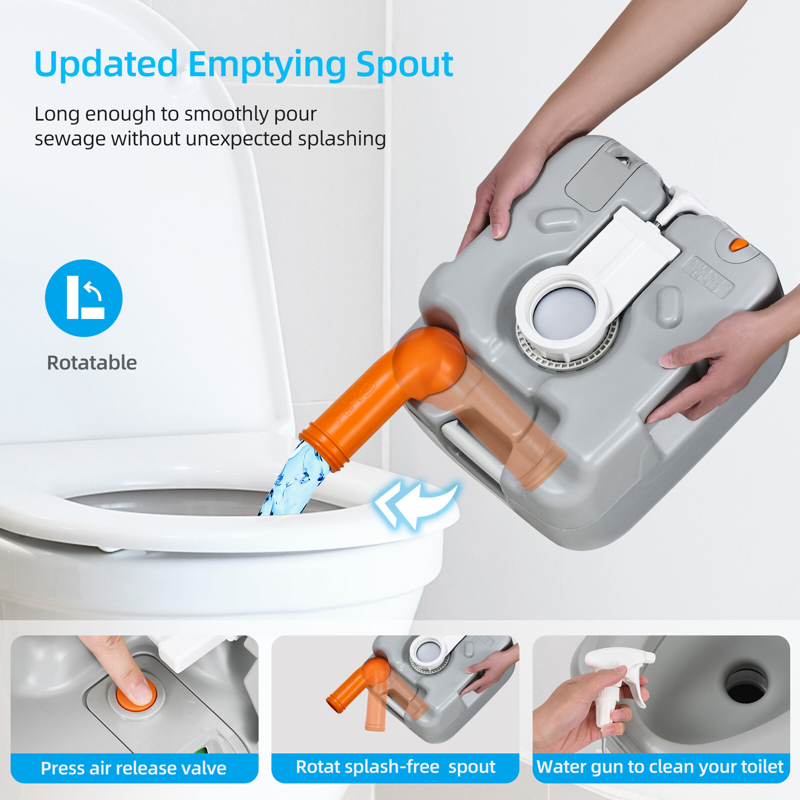 5.8 GAL Portable Toilet & 17L Portable Sink w/ Hand Sprayer for Outdoor Camping