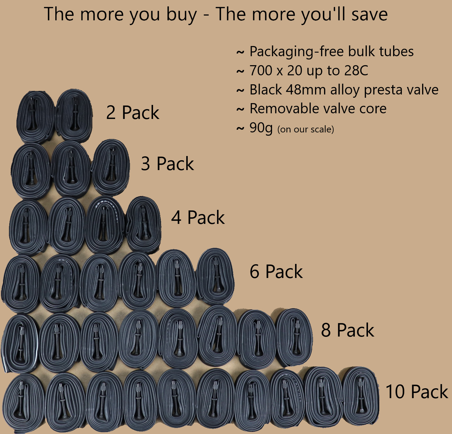 2 to 10 Pack 700x23 700x25 700x28c KENDA 48mm Black Presta Valve Inner Tubes