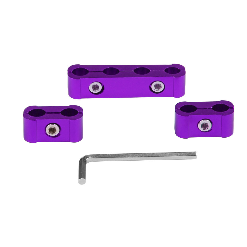 PURPLE Aluminum Engine Spark Plug Wire Separator Divider Organizer Clamp Kit