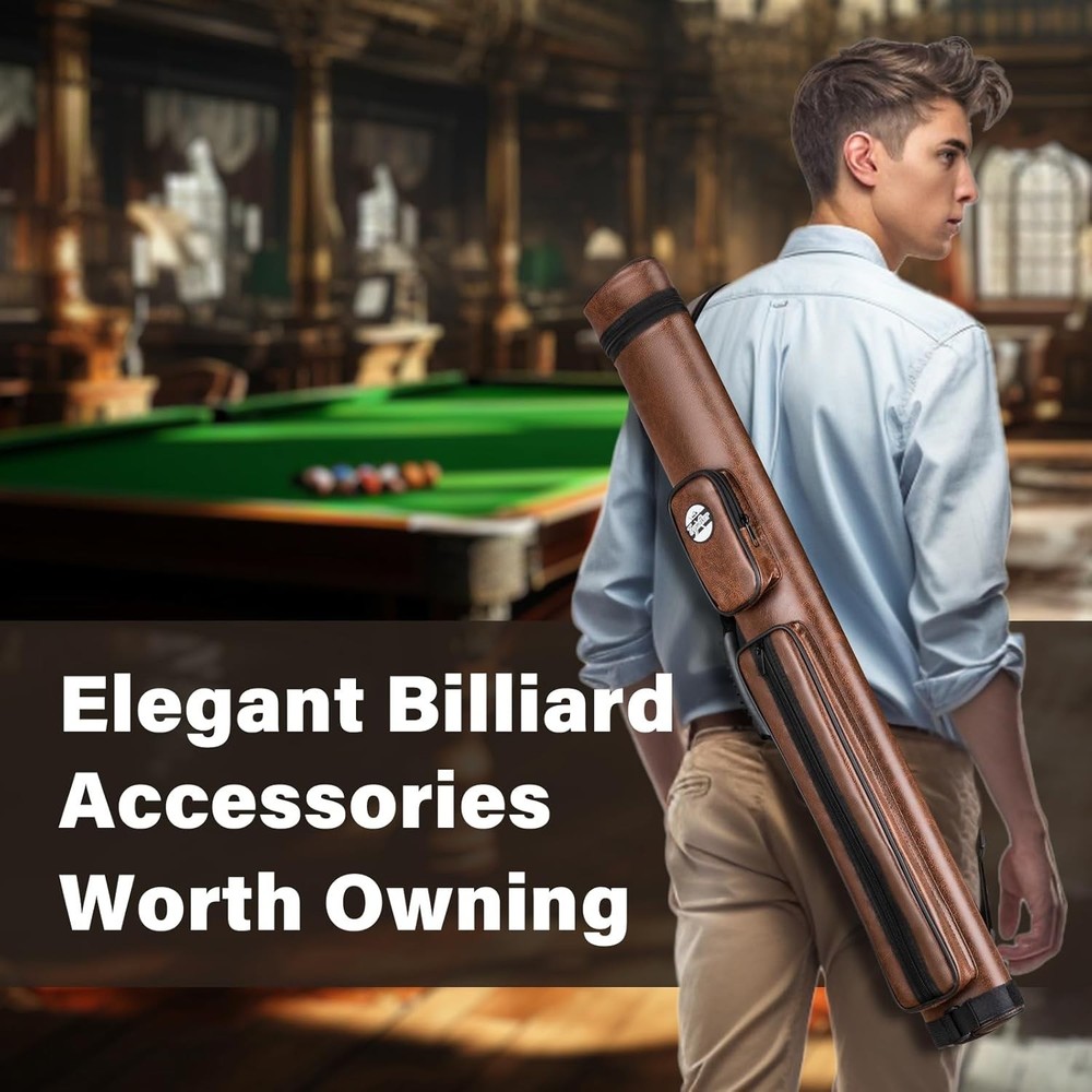 2x2 Billiard Cue Case with Soft Cushion & Adjustable Shoulder Strap